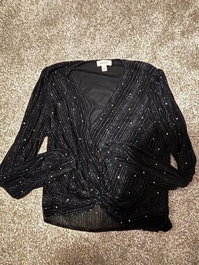 Black Sparkle Wrap blouse